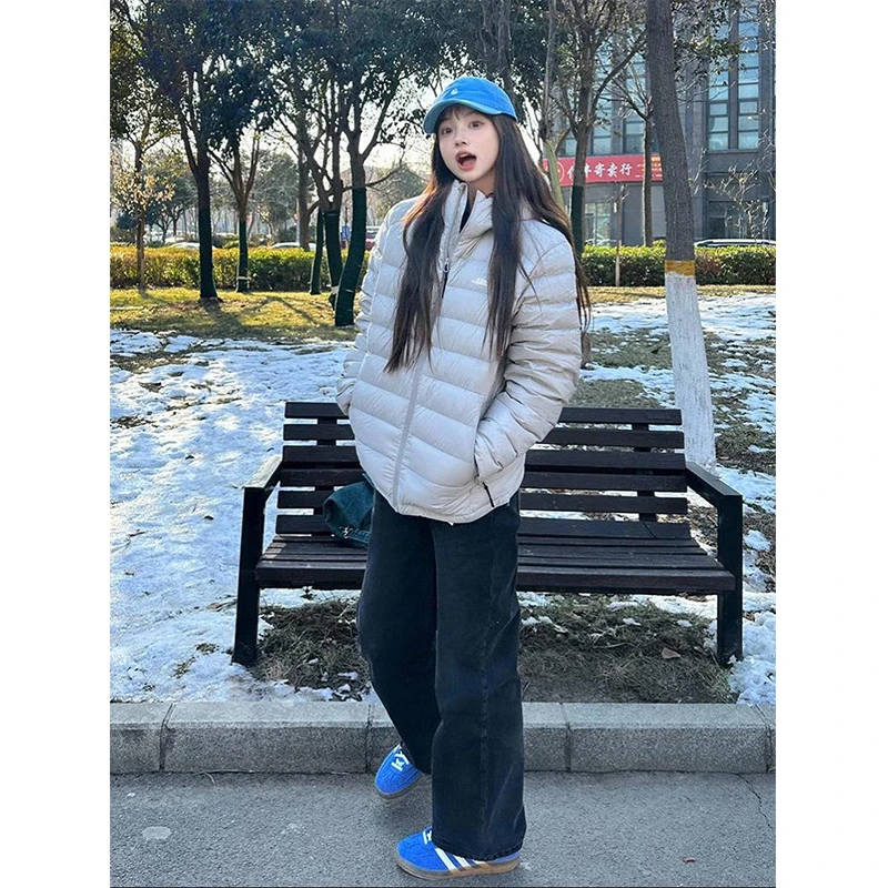 LDAB浅灰色羽绒棉服女2025冬季新款加厚保暖小个子高级感百搭外套