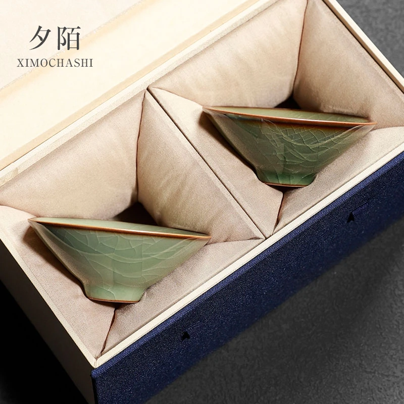 哥窑冰裂纹茶杯可养开片斗笠杯单杯功夫品茗杯单个茶具主人杯茶盏