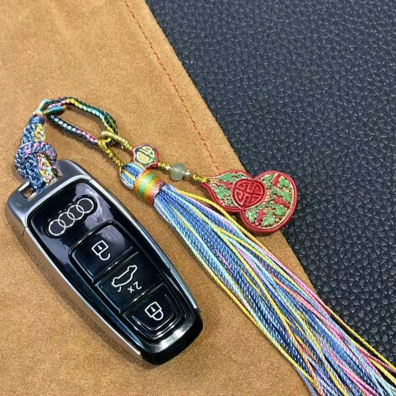 天然辰砂朱砂彩葫芦侧挂吊坠