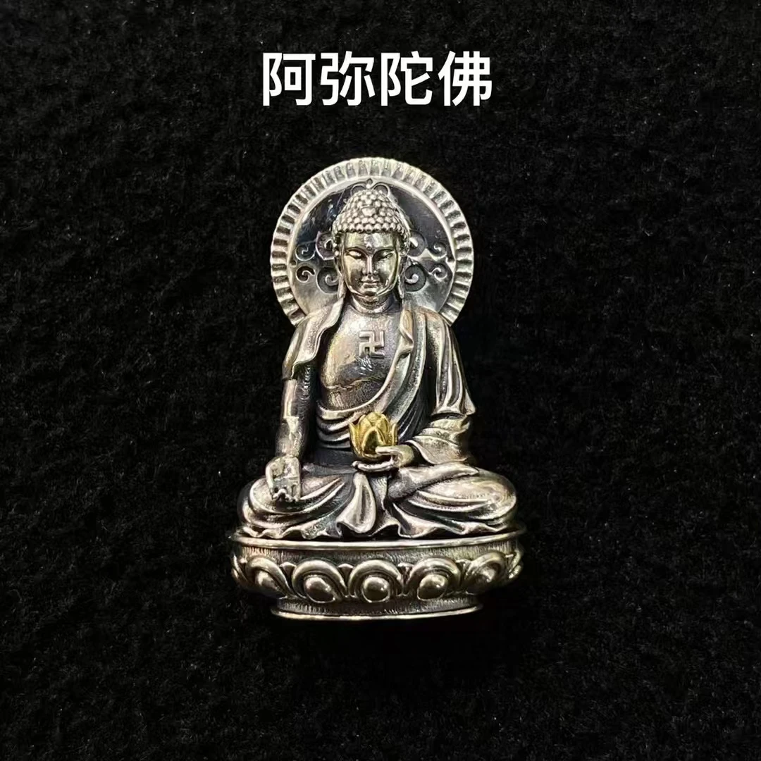 吊坠925银 原创设计925纯银八大守护神生肖守护佛吊坠