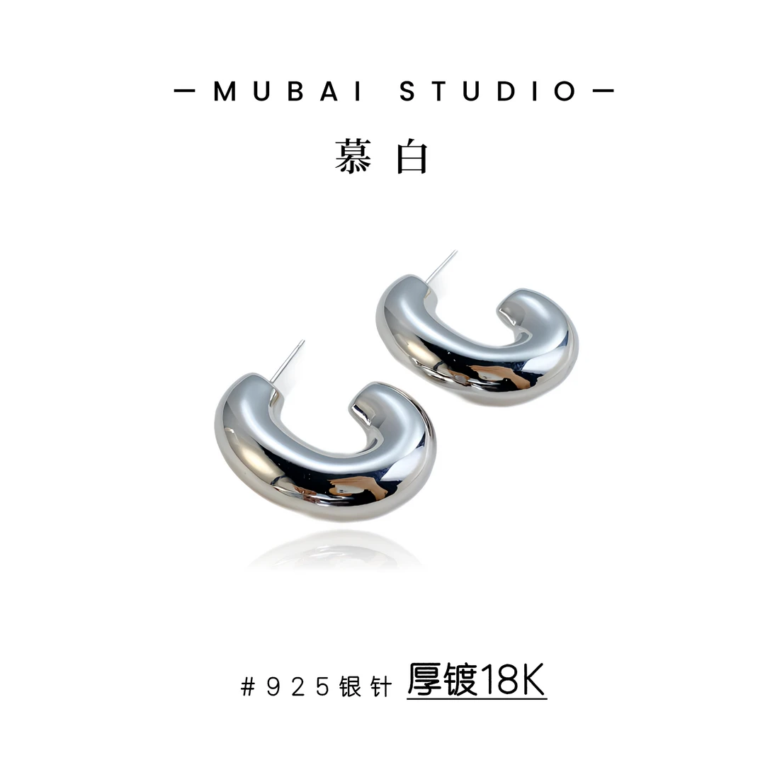 HEFY/HEFY 黄铜耳饰 925银针复古小众简约光面E121