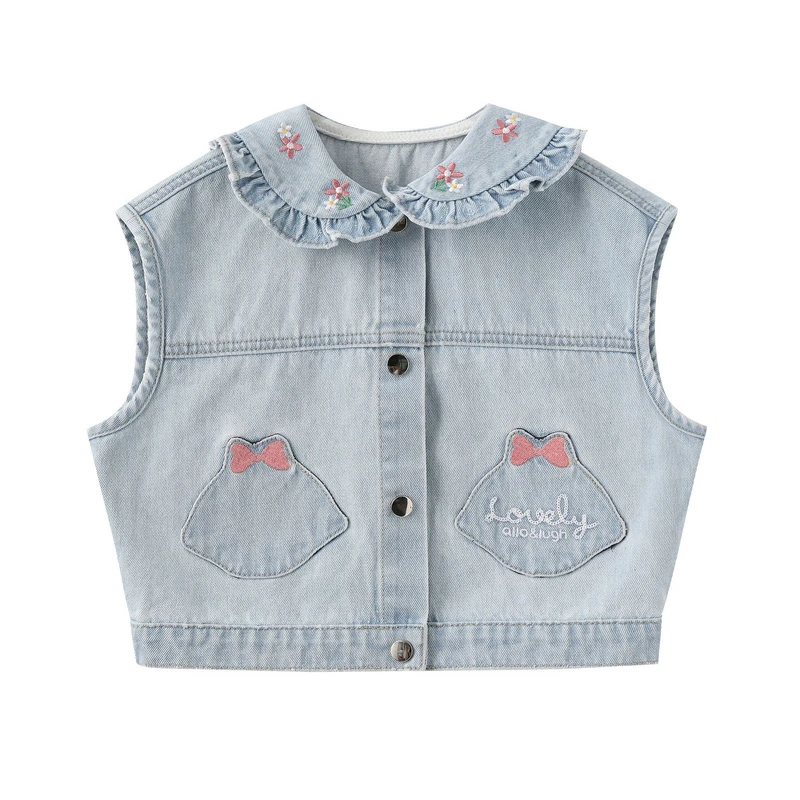 【花园农场】阿路和如新款女童甜美风牛仔马甲舒适