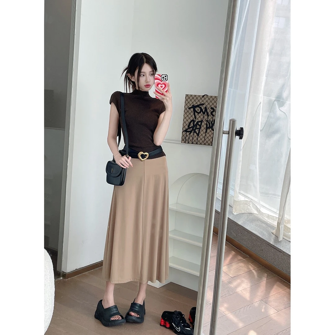 FORNI  冷萃系列 气质打底纯色无袖针织背心短款小个子显瘦上衣女