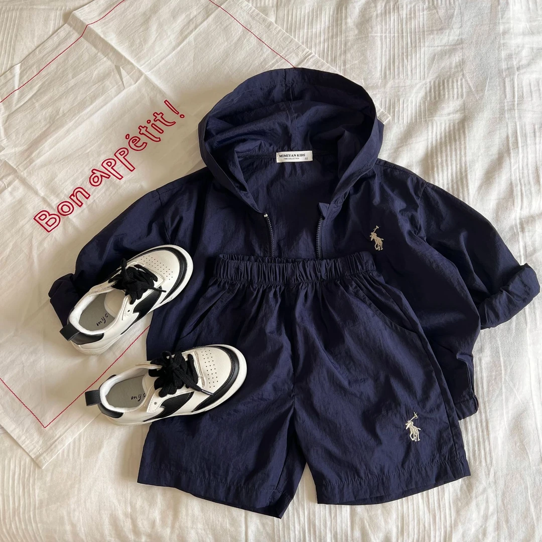 Y.Ystudio-韩货高定版本刺绣防晒服套装宝宝连帽两件套C5166款