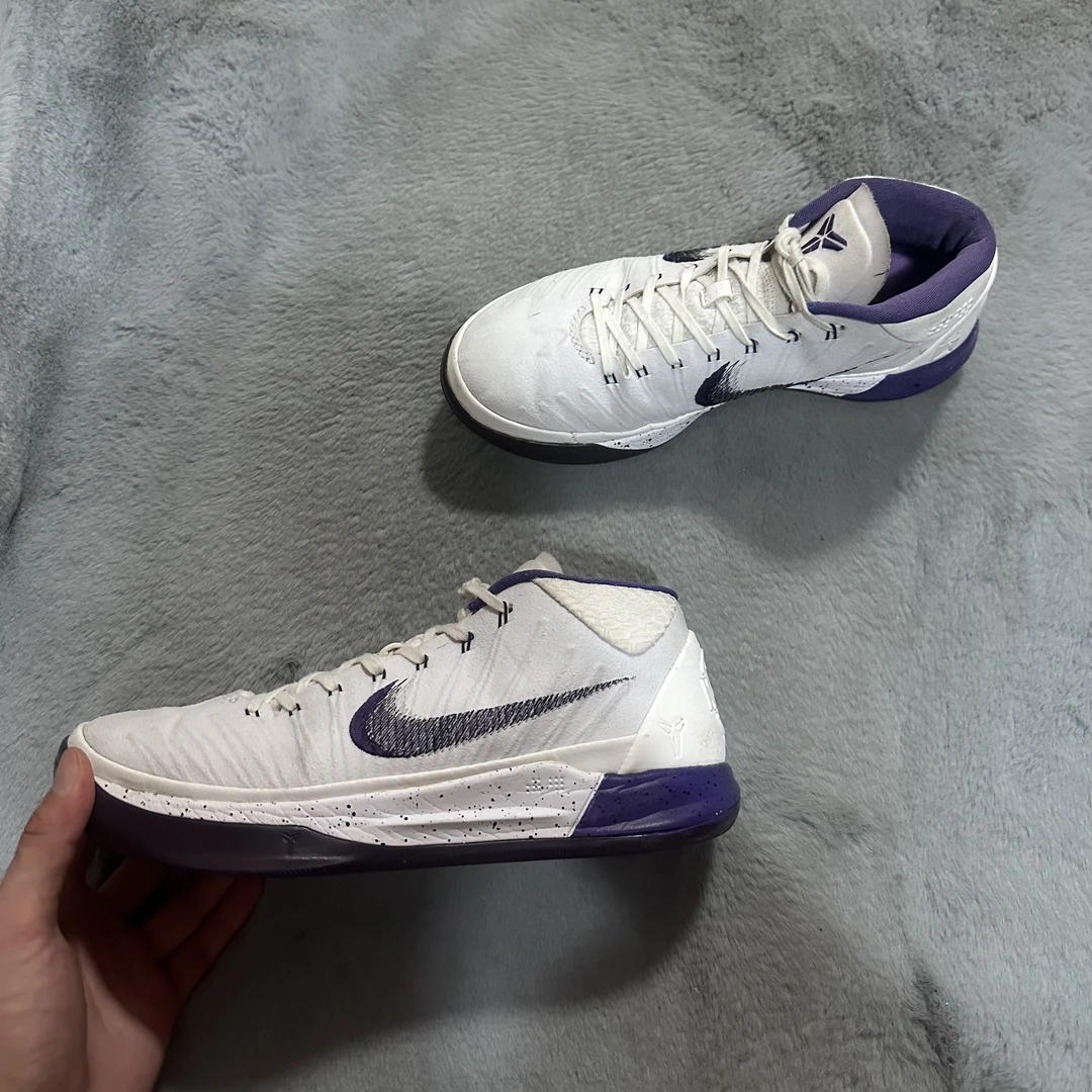 42.5码 Nike 科比ad白紫 95新 鞋底磨损小 鞋面新 气垫中古篮球鞋