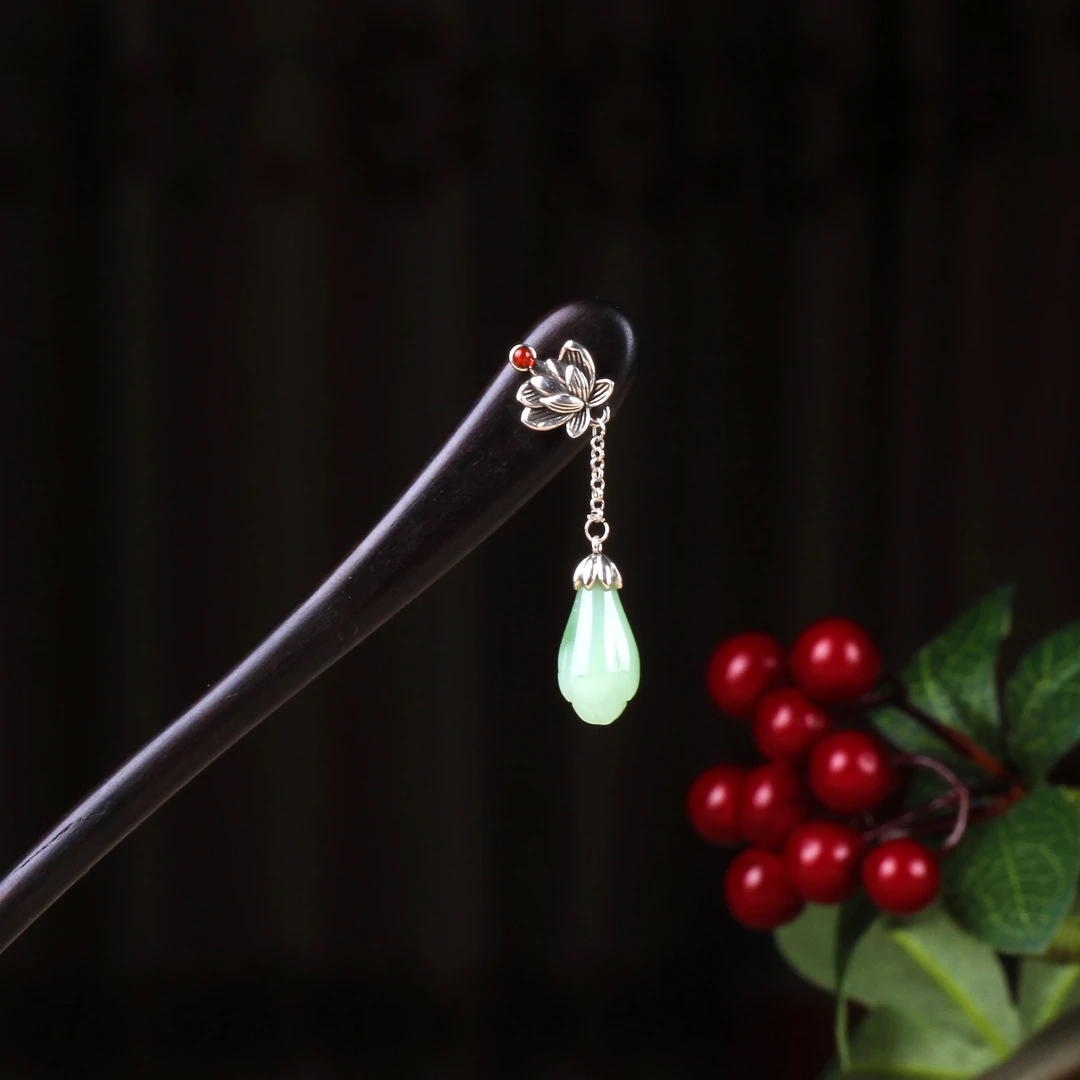 新中式手工黑檀木发簪百搭古典日常简约古风复古正宗黑檀木发簪