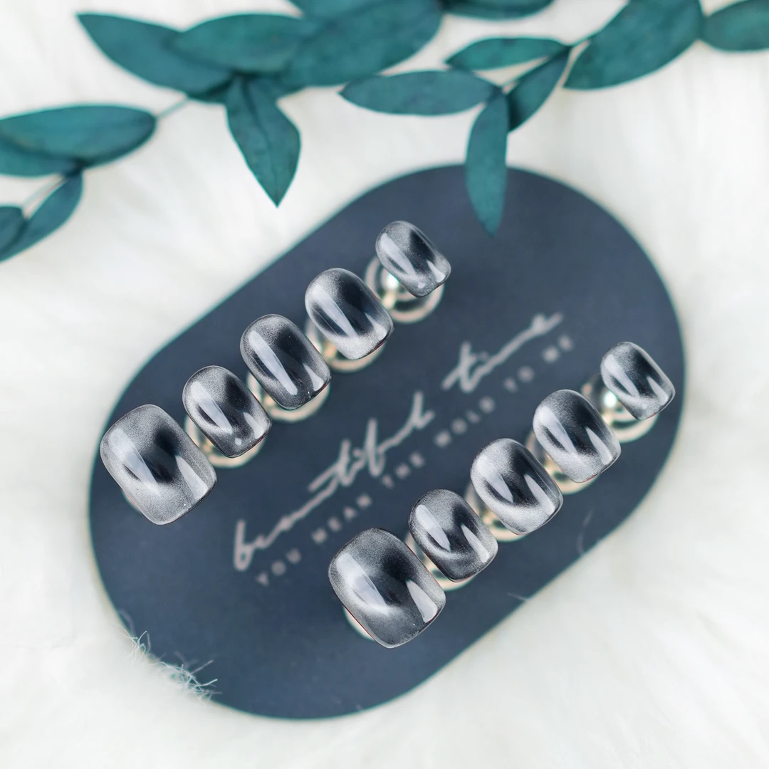 【心动】高级轻奢风纯手工穿戴甲猫眼秋冬款