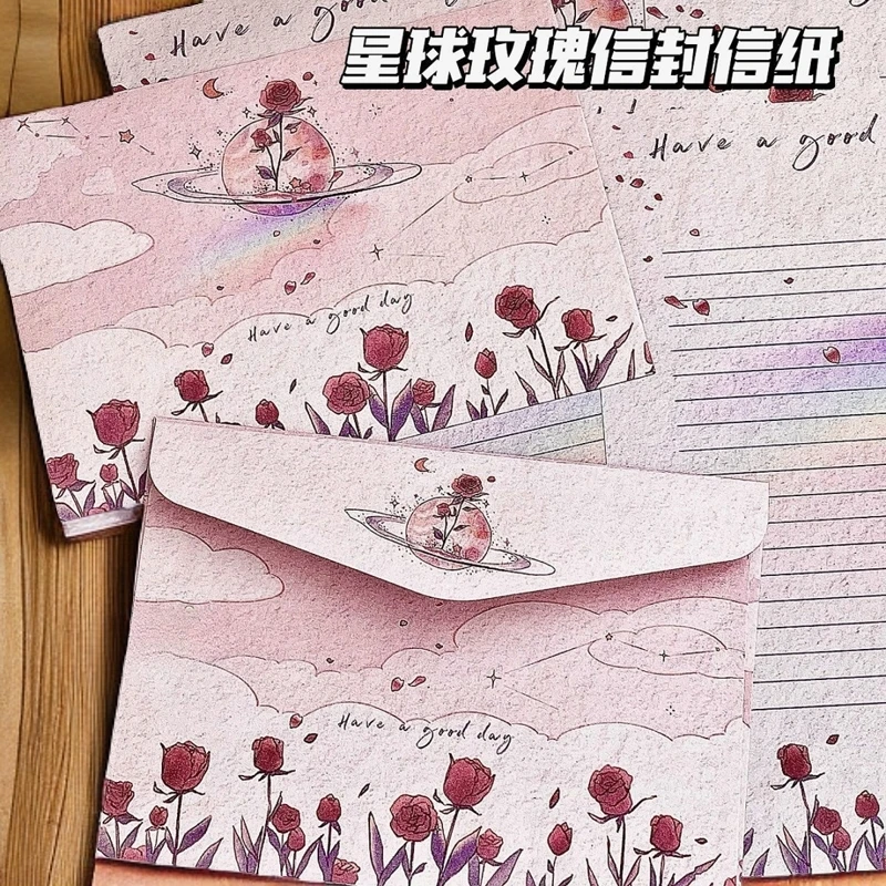 玫瑰星球信封信纸套装仪式感高颜值玫瑰整套手写浪漫创意祝福礼物
