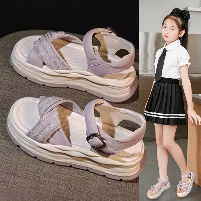 女童凉鞋2025年夏季新款软底韩版女孩公主沙滩鞋中大童儿童鞋夏款