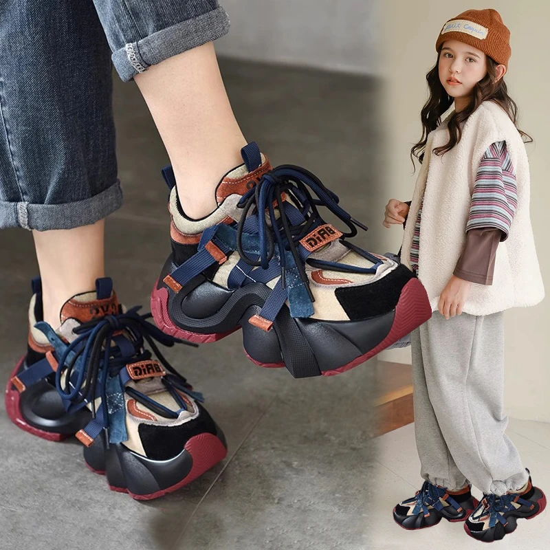 女童老爹鞋秋冬款2025新款儿童二棉运动鞋小女孩中大童加绒棉鞋子