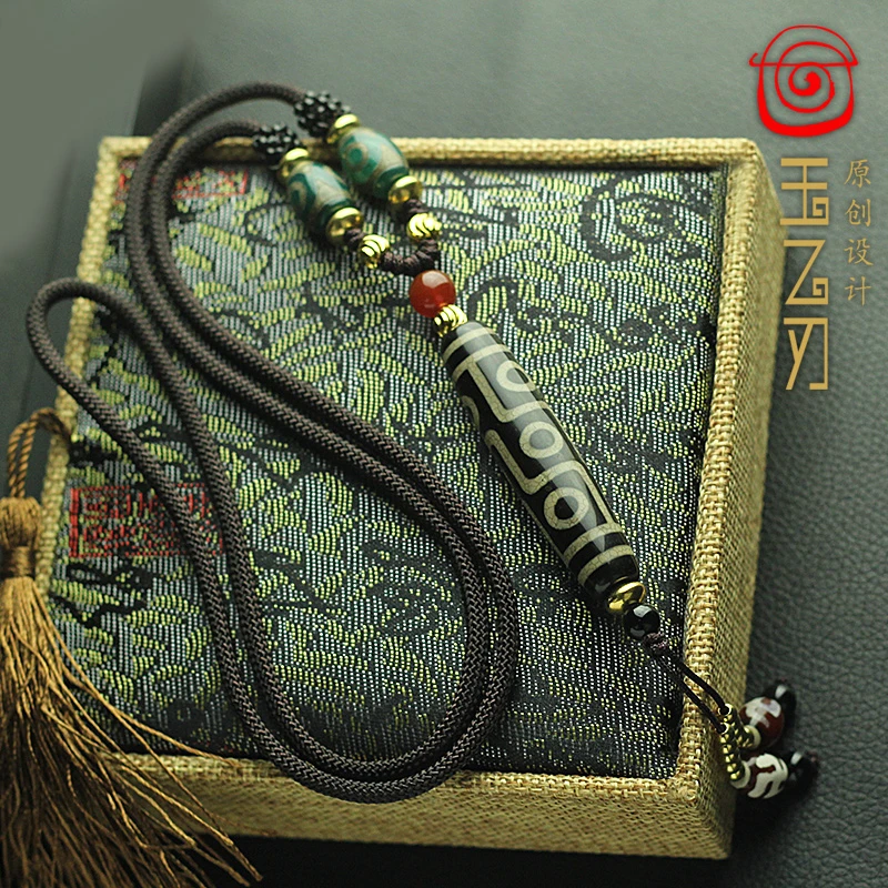 非金属皮质吊坠 西藏九眼三眼珠项链手工百搭复古长款锁骨毛衣链