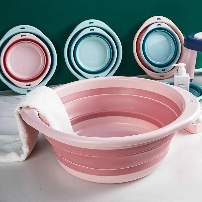 可折叠盆便携式旅行压缩洗脸盆学生宿舍用大号家用洗衣小号塑料盆