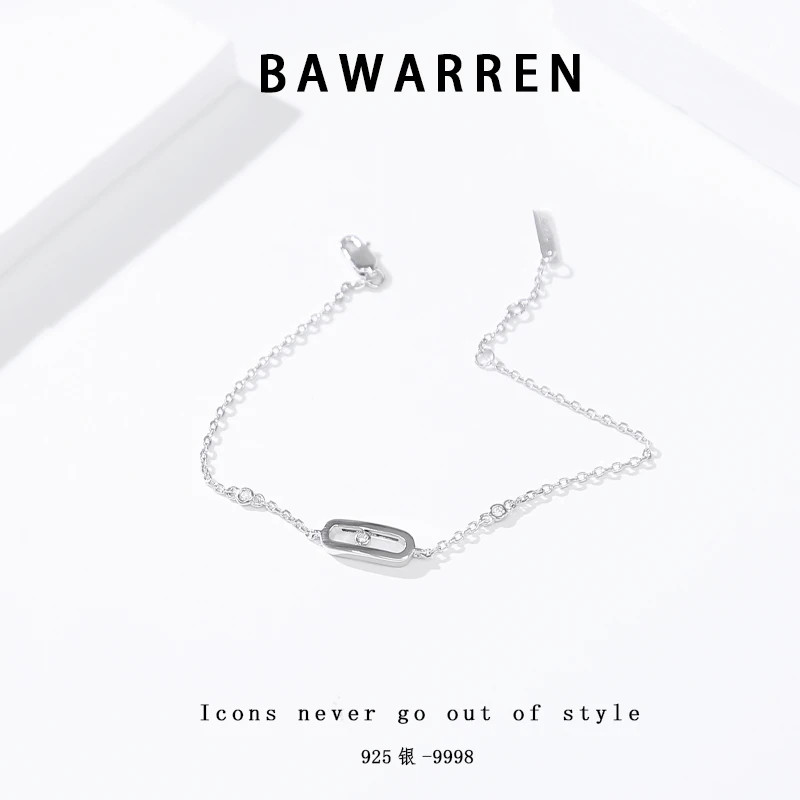 Bawarren 925银手链 精工CNC 9998-滑动手链时尚百搭简约