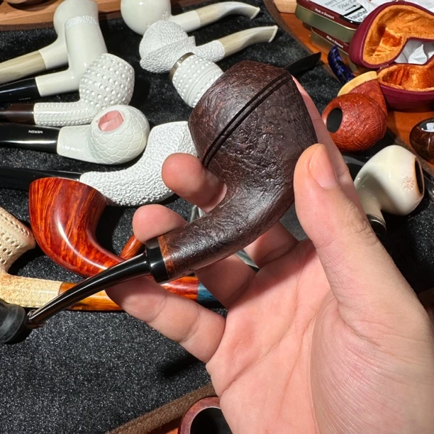 意大利石楠木3毫米弯牛头烟斗