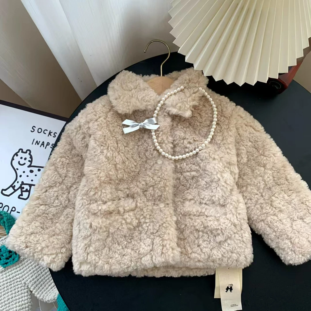 241447 女童冬季加厚韩版棉质休闲高高毛长袖加厚外套