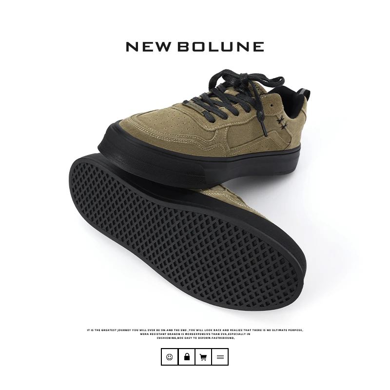 NEW BOLUNE/新百伦系带休闲时尚厚底板鞋复古百搭男士户外工装鞋