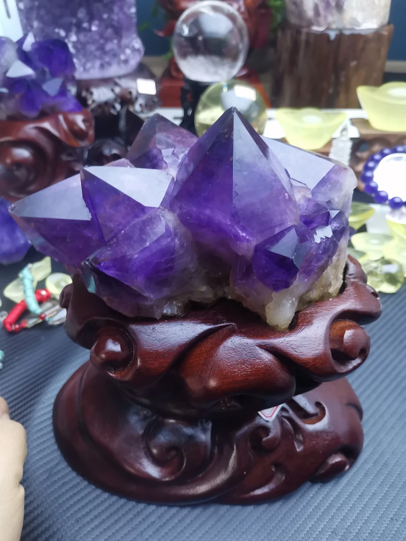 天然紫水晶大晶牙摆件