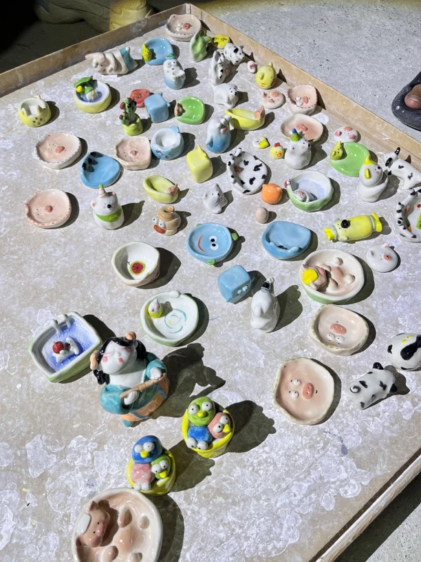 手工陶瓷摆件釉下彩高温烧制（手工制品默认微瑕）