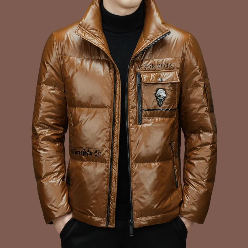 秋冬意大利大牌轻奢立领羽绒外套时尚休闲减龄中青年夹克上衣服