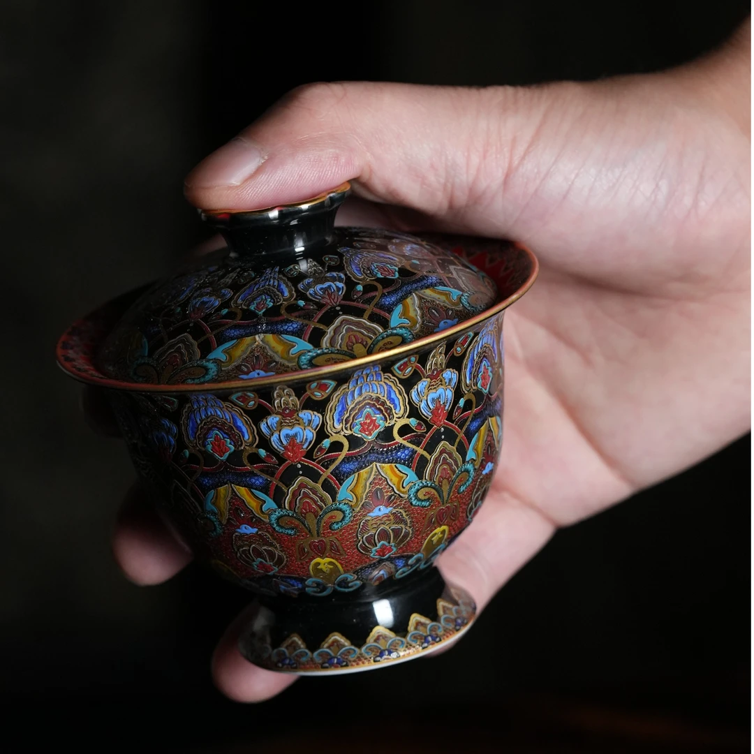 中式复古泡茶工具盖碗茶具神器煮茶悬停盖碗高端茶具真品国风敦煌