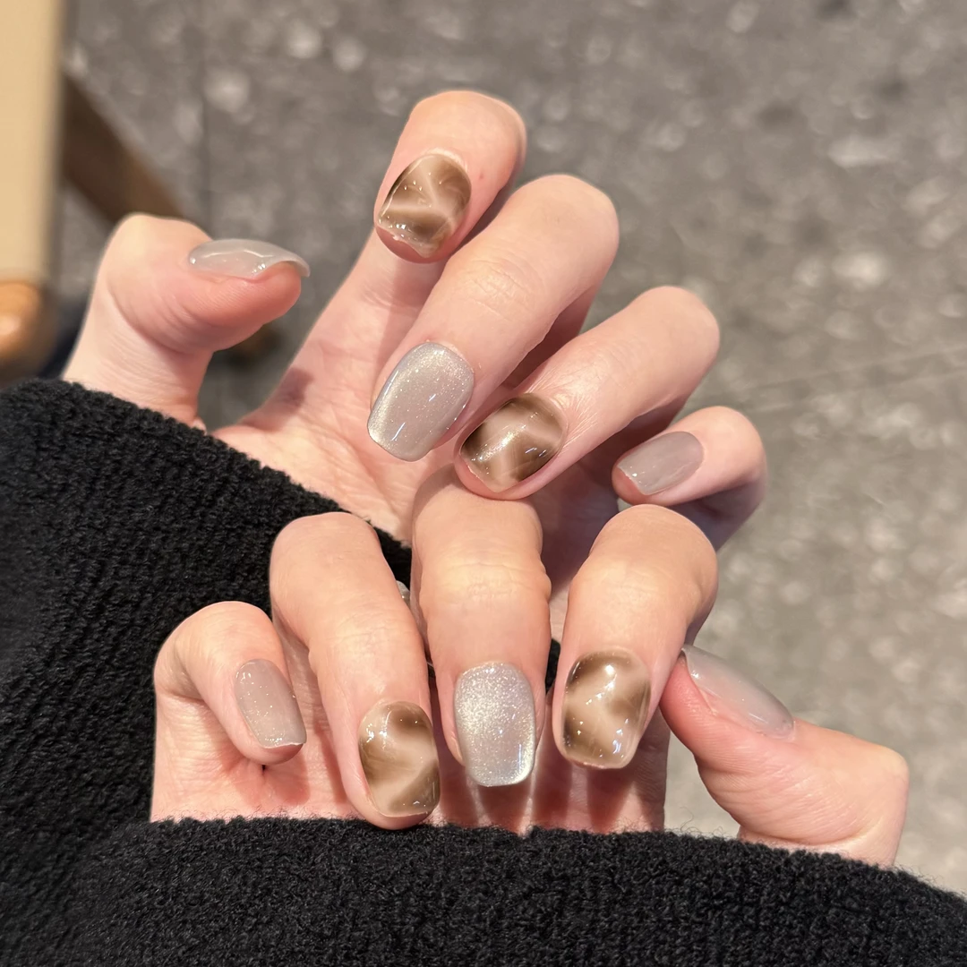 纯手工制作｜【小豹纹】复古短甲流行秋冬新甲气质显白简约经典温柔