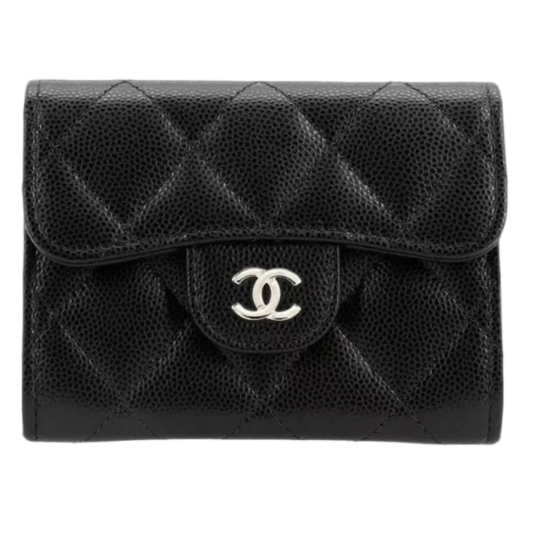 99新 Chanel/香奈儿 cf黑银鱼子酱卡包