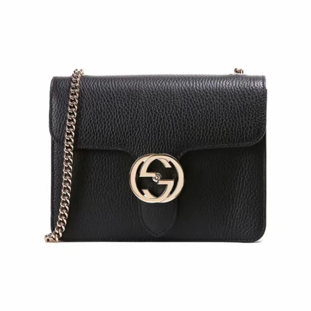 99新 GUCCI/古驰 黑金方型风琴包小号【5型潮奢】