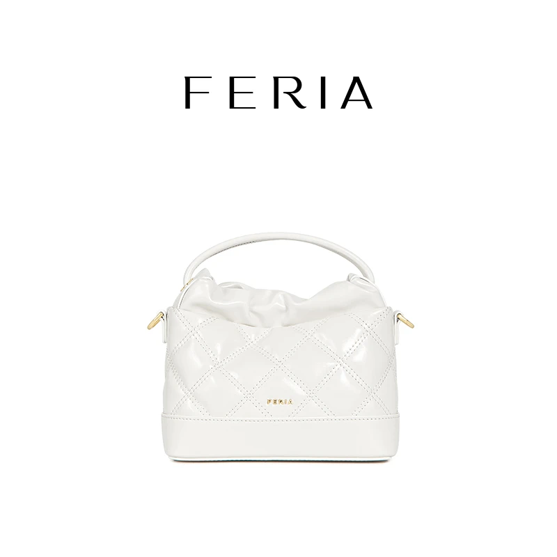 FERIA【Mini菱格束囗袋】FE407B802韩国小众品牌时尚精致百搭包包LL