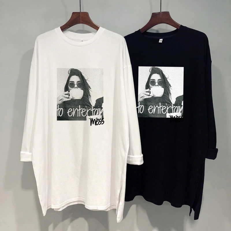 小众长袖t恤女上衣中长款女士高档上衣百搭白色内搭打底衫网红潮