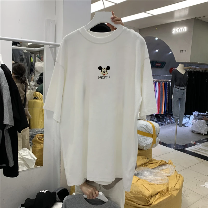磨毛短袖t恤女韩版宽松休闲中长款时尚百搭半袖大码上衣春秋冬季