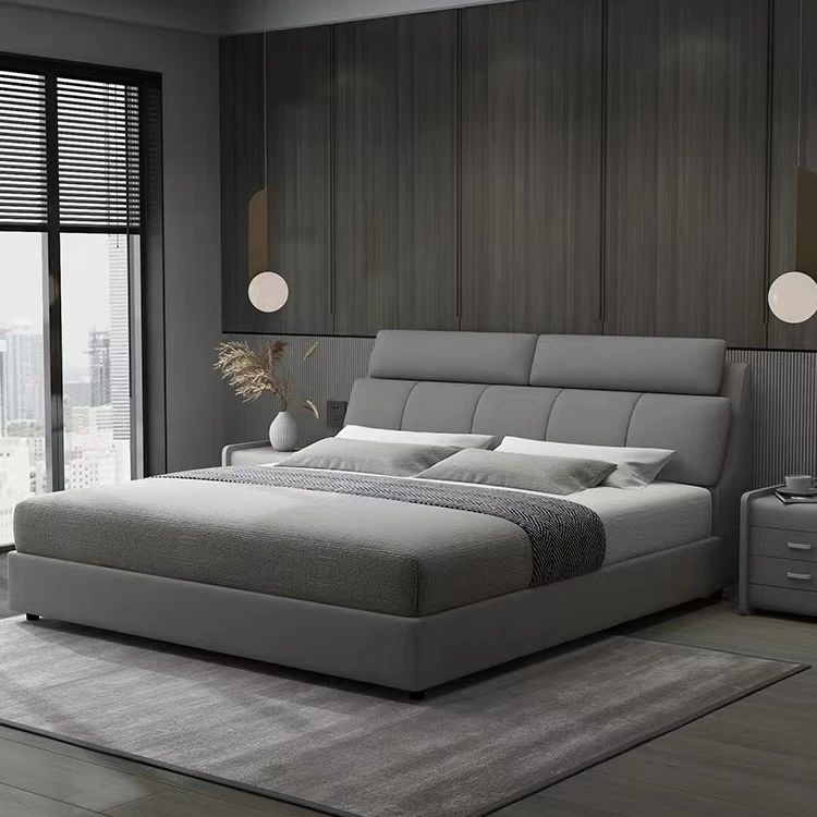 斐南记布艺床网红床轻奢棉麻极简北欧实木软床家用床铺主卧婚床