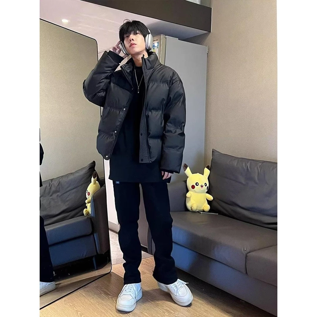 KBKM韩版棉衣加绒加厚冬季短款立领面包服情侣款宽松棉袄保暖外套