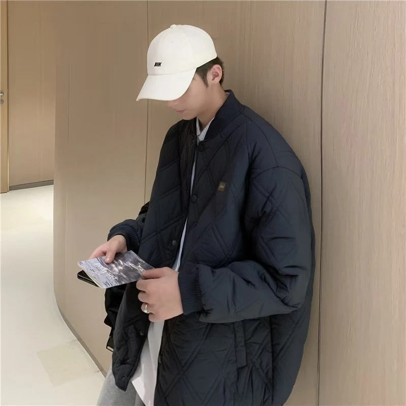 KBKM港风秋冬季季新款菱格棉衣男款潮流百搭休闲宽松立领保暖棉服