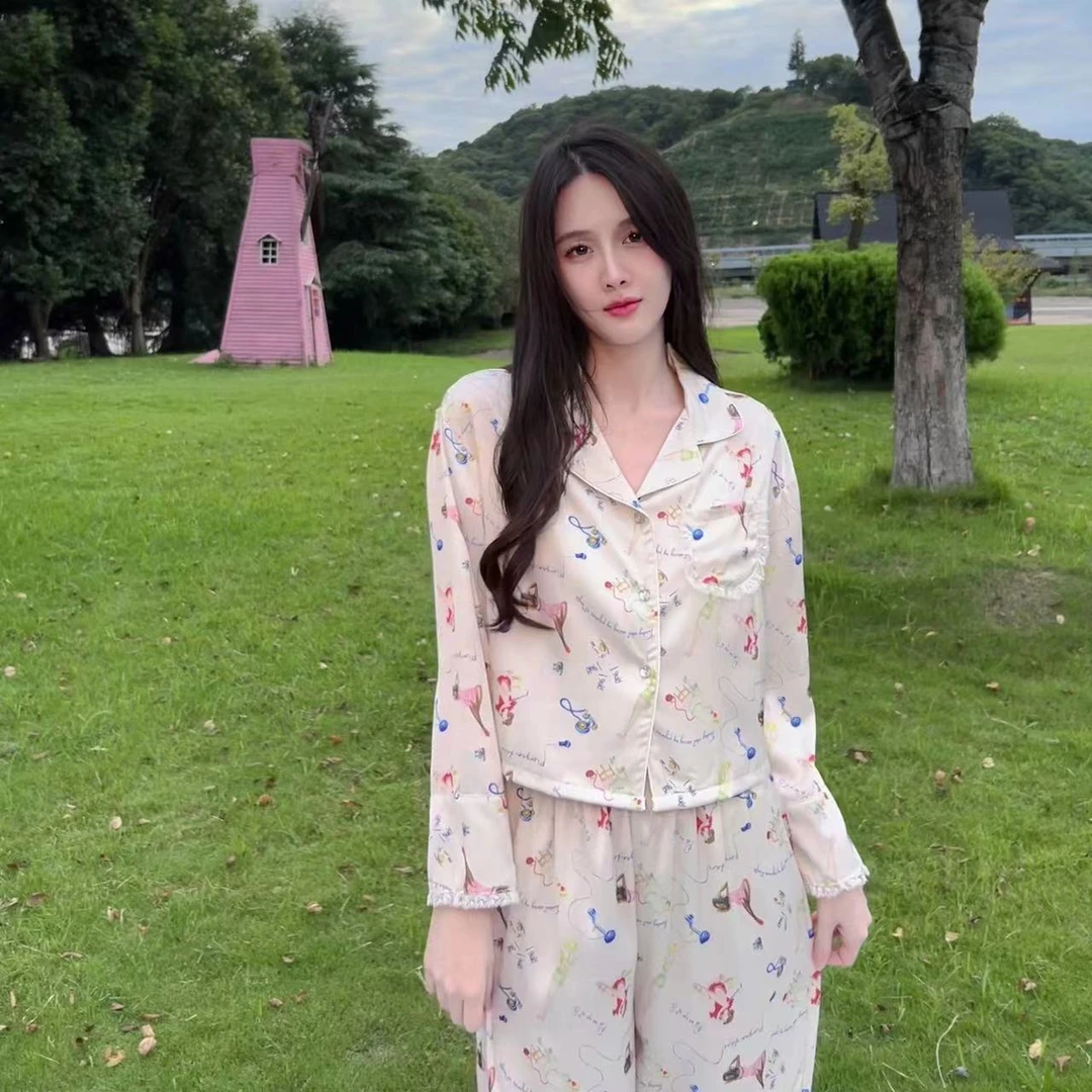 漠河舞厅【瑶小仙定制】设计师款睡衣高级印花家居服女士套装休闲