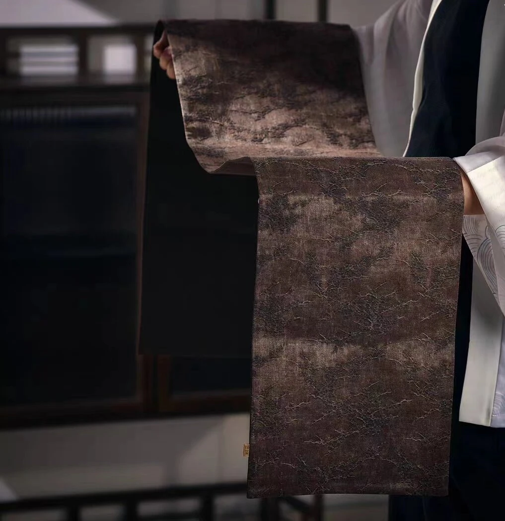 慢蓝150*26香云纱单面茶席干泡茶席长款茶席餐垫席  长茶席垫