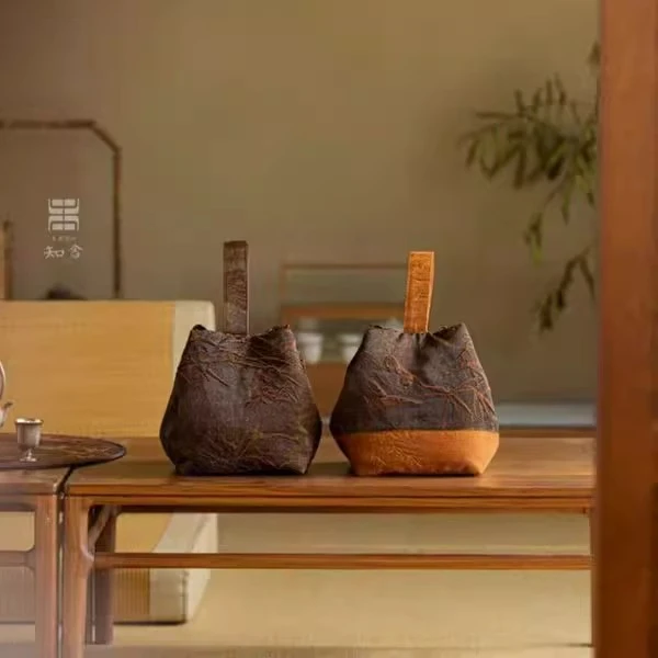 当代 知舍香云纱平安竹壶袋 新中式复古收纳主人杯茶具布艺袋