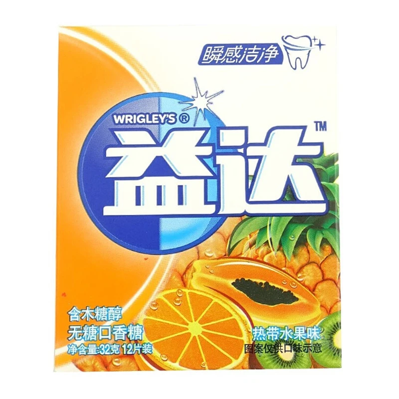 益达无糖口香糖热带水果味 32g