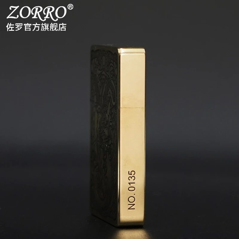 ZORRO佐罗超薄小重甲ZL8纯铜一体精雕打火机男士经典节日礼物