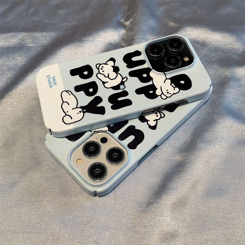 天壳卡通满屏英文小狗iPhone14Promax手机壳超薄苹果13菲林硬壳12