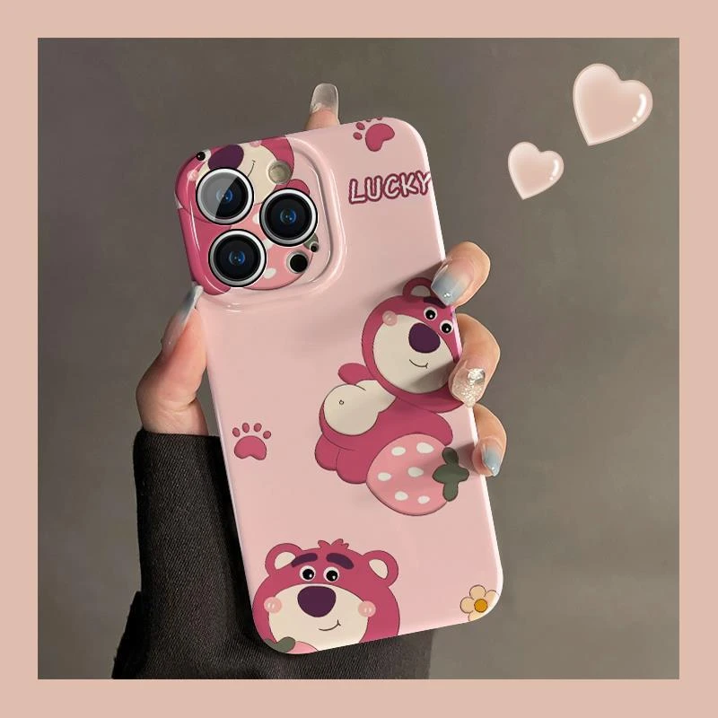 天壳苹果14手机壳iPhone12Promax新款草莓熊1311Pro全包15硬壳菲