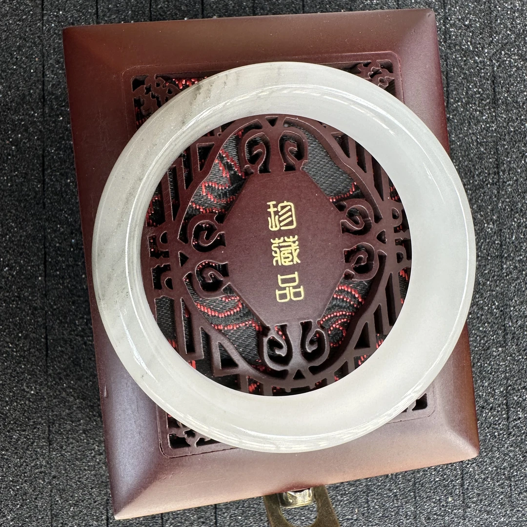 天然东陵玉天山翠半山水精美白手镯古风手镯(多样性发一件）F202