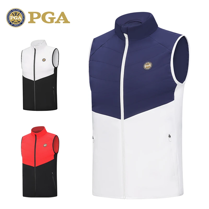 PGA高尔夫服装男士马甲秋冬棉服外套保暖背心男装冬季防风101230