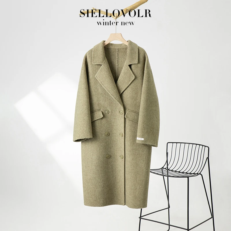 2025秋冬新款100%初剪羊毛气质韩版时尚轻奢纯手工中长款双面大衣