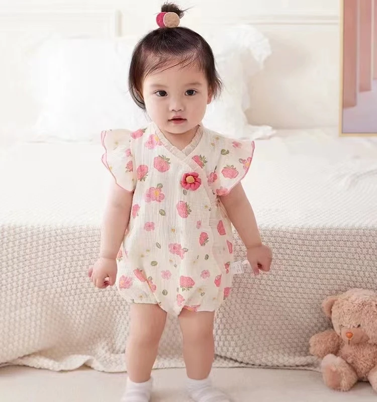 婴儿衣服夏季薄款新生儿女宝宝连体衣超萌公主洋气满月服哈衣