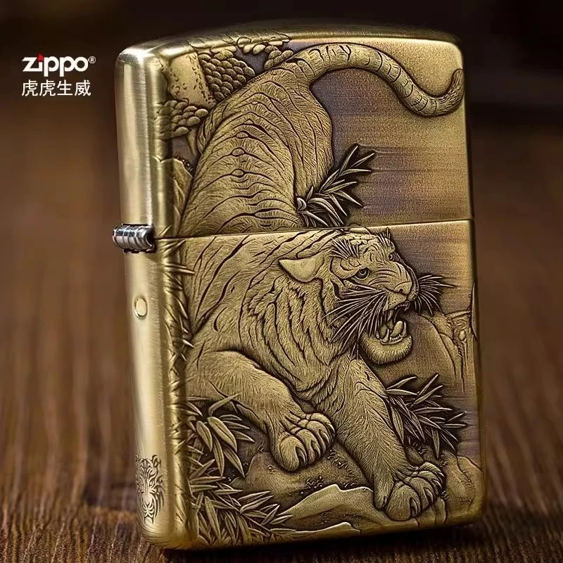 打火机zippo正品盔甲原装虎虎生威男士煤油防风防风芝宝龙年送礼