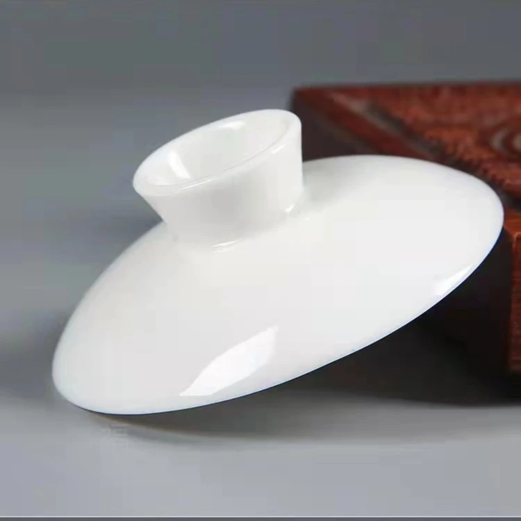 白瓷盖碗盖子羊脂玉盖碗盖子单盖三才茶碗茶杯零配盖子陶瓷盖碗子