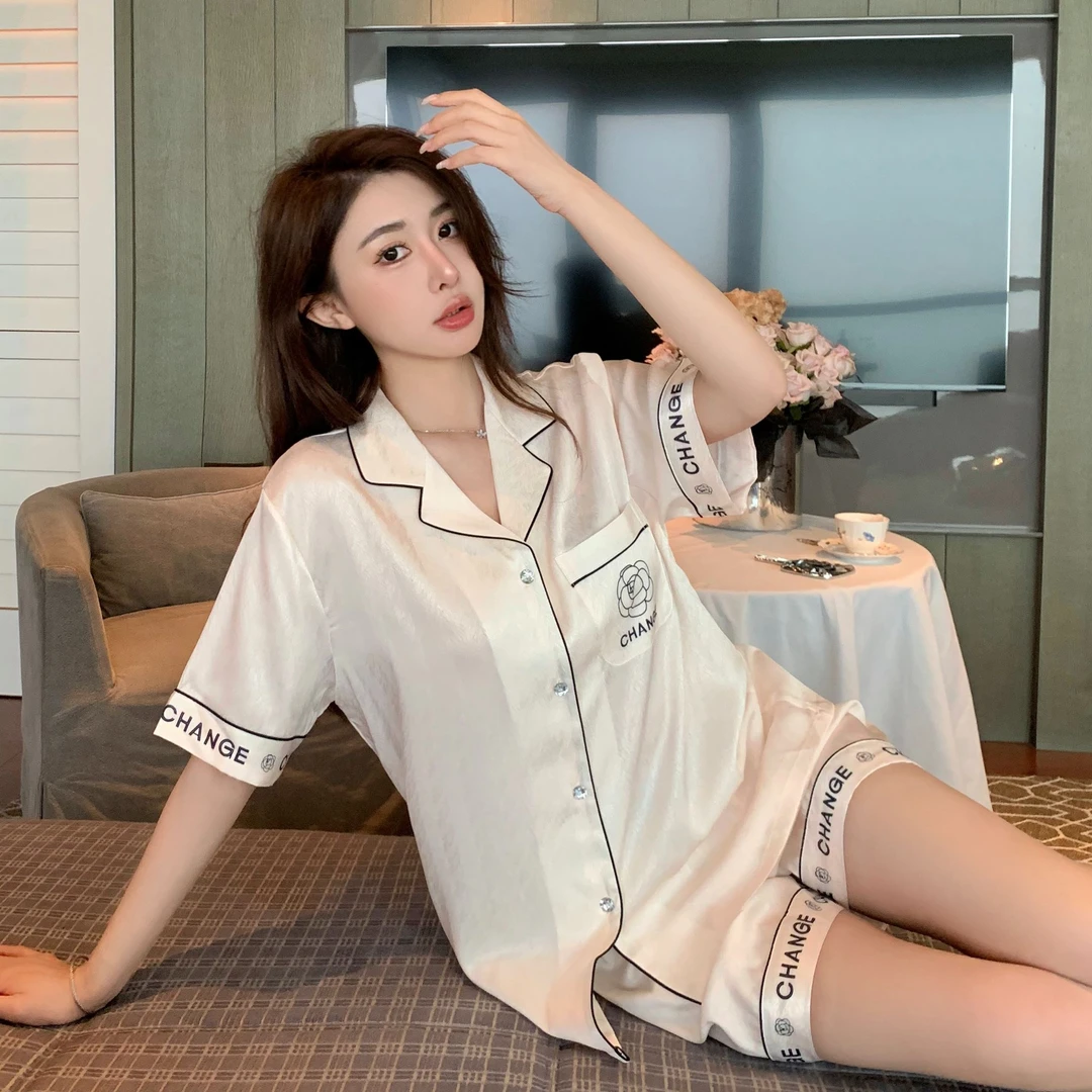 【浪漫山茶三件套】女夏薄款网红高级感时尚三件套睡衣可外穿家居服