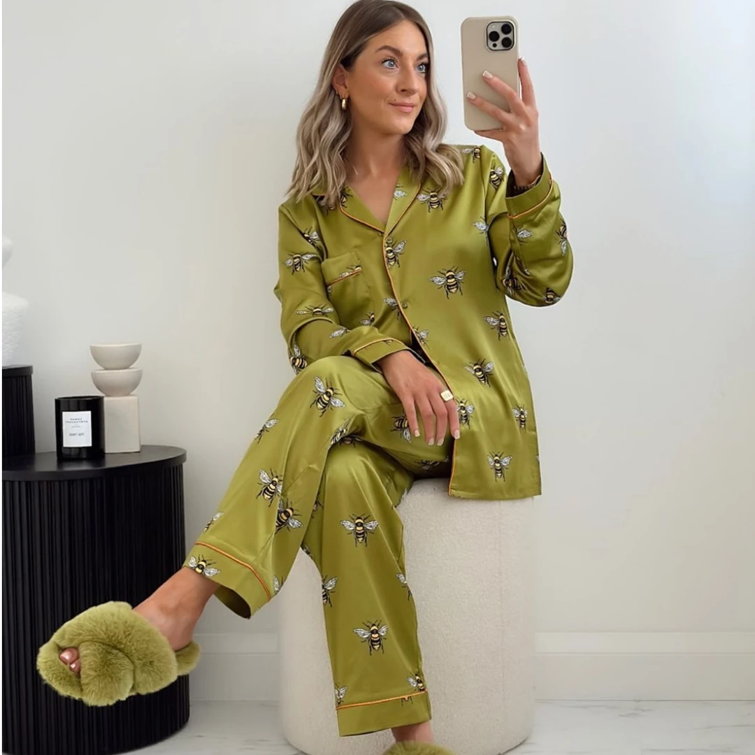 睡衣女春秋爆款2023新款女士长袖长裤家居服可外穿套装休闲时尚