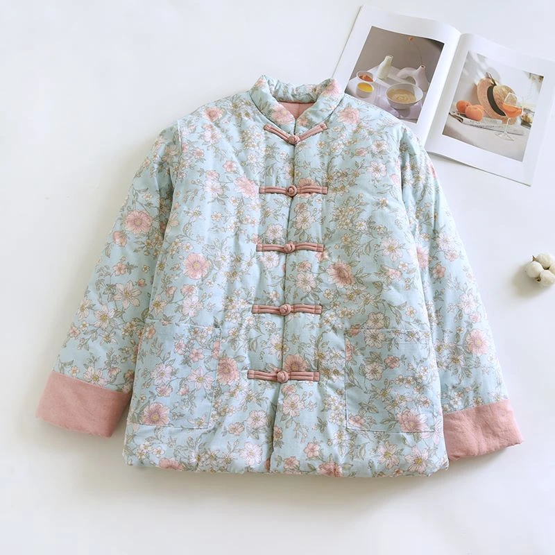 新款纯手工棉花棉衣棉服女冬季加厚保暖棉袄中式文艺中国风秋冬
