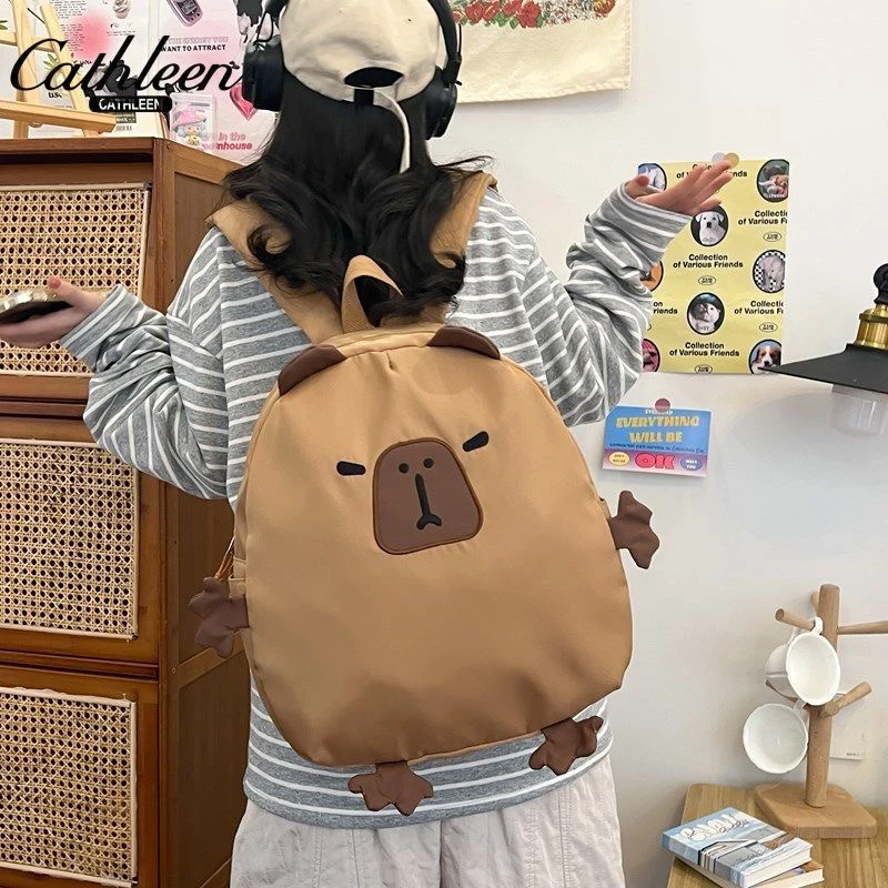 卡皮巴拉双肩包卡通新款可爱水豚背包大容量书包日系